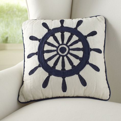 Breakwater Bay Lopp Throw Pillow & Reviews | Wayfair Anchor Pillow, Nautical Throw Pillows, Nautical Bedroom, Nautical Pillows, Embroidered Throw Pillows, Geometric Throw Pillows, Stripe Throw Pillow, Peregrine, Cotton Throw