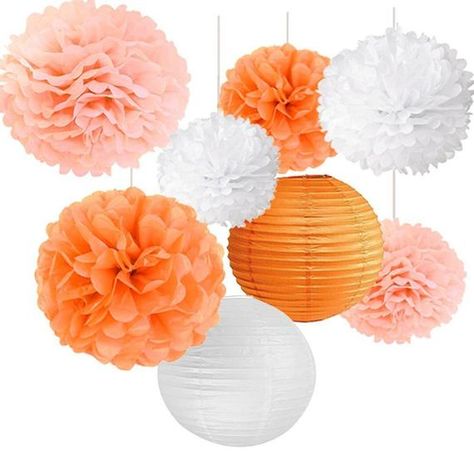 ****PLEASE READ SETS CAREFULLY BEFORE PURCHASE*** OUR POMS AND LANTERN IS LARGER IN SIZE COMPARE TO OTHERS!!! FAST SHIPPING , GET IT WITHIN ONE WEEK! Give a special touch to your next party with this darling combination tissue poms poms and lantern. Now the perfect sized bundle for decorating over Deco Orange, Tissue Pom Poms, Birthday Party Set, Tissue Paper Pom Poms, Paper Pom Poms, Orange Paper, Wedding Party Supplies, Tissue Paper Flowers, Paper Lantern