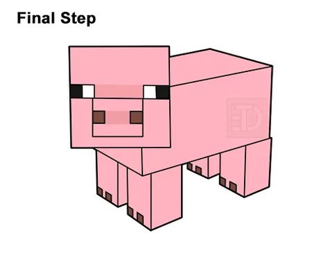 Draw Minecraft Pig Minecraft Pig Drawing, Draw Minecraft, Noah Crafts, Minecraft Pig, 7 Birthday, Pig Head, Minecraft Coloring Pages, Pig Drawing, Pig Pictures