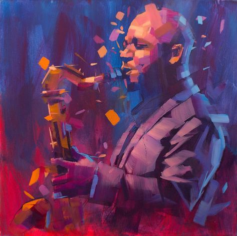 pastel painting portrait. Jamel Akib, Experimental Painting, Figurative Art Painting, Chalk Pastel Art, Jazz Art, Arts Gallery, Music Painting, Chalk Pastels, Artist Drawing