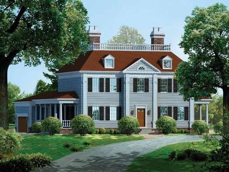 Georgian House Plan with 3505 Square Feet and 3 Bedrooms from Dream Home Source | House Plan Code DHSW45161 Colonial House Floor Plans, Georgian House Plans, Colonial House Plans, Classic Homes, Abandoned Homes, Georgian House, Classical House, Colonial Style Homes, Traditional House Plans