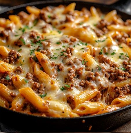 Cheesy Ground Beef Pasta Skillet �– Naomi's Recipes Mediterranean Beef Pasta, Cheesy Beef Skillet, Cowboy Pasta Ground Beef, Healthy Ground Beef Pasta, Ground Beef Pasta Recipes For Dinner, Chopmeat Recipes, Ground Beef And Pasta Recipes, Beef Skillet Recipes, Ground Beef Pasta Skillet