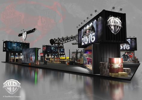 Warner Bros. CCXP 2015 on Behance Riyadh Boulevard, Box Park, Shipping Container Conversions, Interactive Art Installation, Container Conversions, Booth Exhibition, Container Bar, Event Booth, Mother Board