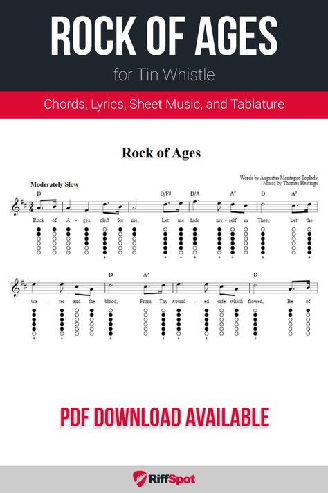 Free tin whistle sheet music and tab for Rock of Ages (includes chords and lyrics). View the music at https://riffspot.com/music/tin-whistle/rock-of-ages/ Easy Tin Whistle Songs, Tin Whistle Songs, Tin Whistle Sheet Music, Penny Whistle, Bagpipe Music, Tin Whistle, Flute Music, Classical Conversations, Rock Of Ages