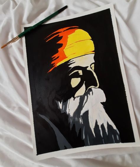 Made it on A4 size water colour sheet with fevicryl paints Acrylic Painting On A4 Sheet, Painting On A4 Sheet, Colour Sheet, Painting Sheets, Poster Color Painting, Drawing Sheet, Guru Nanak, Oil Pastel Art, Easy Canvas Painting