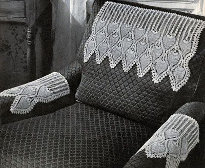 Pineapple Chair Set crochet pattern from Pineapples on Parade, Clark's O.N.T. J. Coats, Book No. 241, in 1948. Crochet Chair, Crochet Patterns Filet, Steel Crochet Hooks, Vintage Crochet Patterns, Pineapple Crochet, Vintage Crochet Pattern, Pineapple Design, Crochet Vintage, Arm Chair Covers