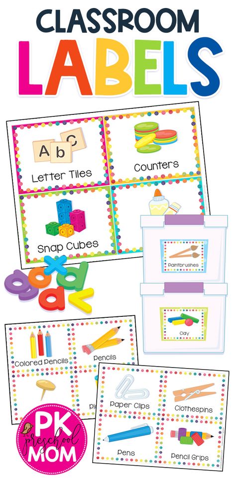 Labels For Preschool Classroom Free Printables, Free Bin Labels Classroom, Preschool Cubby Labels Free Printable, Labels For Classroom Supplies, Classroom Supply Labels Free, Labels For Preschool Classroom, Daycare Labels Printables Free, Organize Preschool Classroom, Art Supply Labels Free Printable