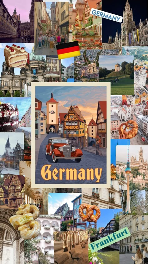 Gideon De Villiers, Country Collage, German Aesthetic, Travel Guide London, Moving To Germany, German Travel, Travel Collage, Road Trip Europe, Manifesting Vision Board