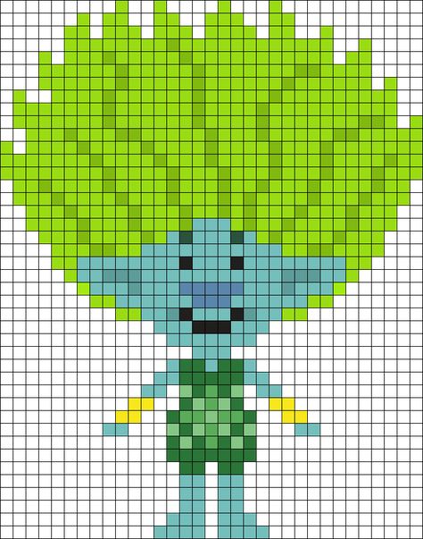 Clay (Trolls) Perler Bead Pattern | Bead Sprites | Characters Fuse Bead Patterns Trolls Perler Bead Patterns, Clay Trolls, Trolls 3, Grid Patterns, Funny Troll, Graph Crochet, Fuse Bead Patterns, Pattern Maker, Bead Crochet Patterns