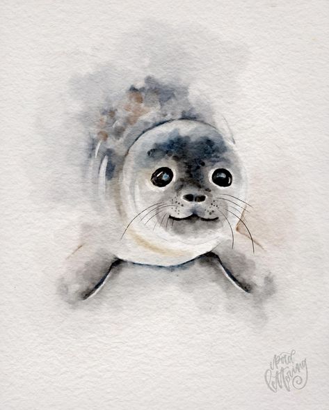 Karin Newport on Instagram: “We are on a little road trip around New Zealand and saw this guy on the beach today! He was just sitting there in the sun enjoying himself…” Water Colour Animals, Watercolor Art Animals, Baby Watercolor Painting, Water Painting Ideas, Watercolour Penguin, Seal Watercolor, Seal Painting, Seal Drawing, Whale Watercolor