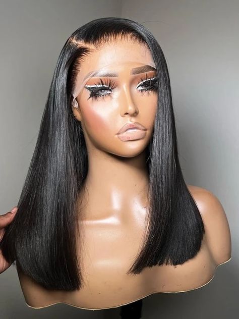 Perruque Bob Lace Front Wig naturelle Remy lisse, cheveux courts, 13x4, sans colle, pour femmes africaines - AliExpress Cuban Twist Hair, Kort Bob, Bob Black, Full Lace Wig Glueless, Black Bob, Bob Lace Front Wigs, U Part Wigs, Natural Wigs, Human Braiding Hair