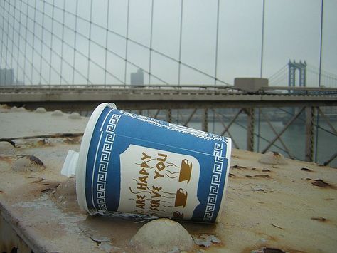 The Ubiquitous Cup. Nyc Coffee Cup, Nyc Coffee, Carrie Diaries, New York Coffee, Blue Coffee Cups, Blue New York, The Carrie Diaries, Nyc History, Brick In The Wall