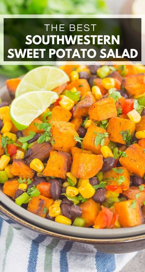 Sweet Potato Salad Recipe, Honey Lime Dressing, Cleaner Eating, Black Beans Corn, Sweet Potato Salad, Potatoes Recipes, Healthy Veggie, Sweet Potato Black Beans, Black Bean Salad