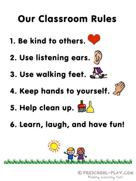 Setting the tone for the classroom promotes a healthy learning environment. September Printables Free, Kindergarten Classroom Rules, Preschool Classroom Rules, Classroom Rules Printable, Preschool Rules, Preschool Play, Rules Poster, Classroom Rules Poster, Prek Classroom