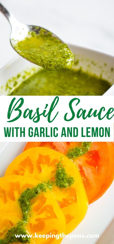 Fresh Basil Recipes, Gerd Friendly, Homemade Bruschetta, Vegan Sauce Recipes, Vegan Sauce, Basil Salad, Sliced Tomatoes, Pesto Salad, Pesto Dressing