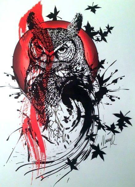 Tato 3d, Tatuaje Trash Polka, Trash Polka Tattoos, Trash Polka Tattoo Designs, Tattoo Trash, Trash Polka Tattoo, Owl Tattoo Design, Geniale Tattoos, Red Tattoos