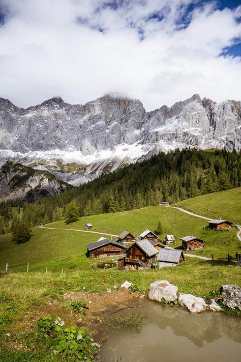 5 Huts Trail in the Dachstein Mountains, Austria | Moon & Honey Travel Dachstein Austria, Alpine Modern, Austria Map, Trail Signs, Toll Road, Gravel Road, Forest Road, Green Pasture, Summer Cards