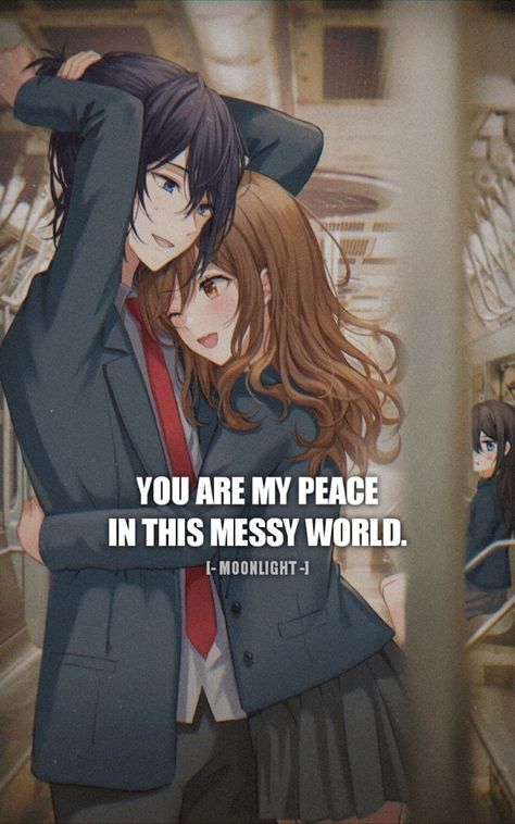 You are my peace in this messy world. [Moonlight] Best Couple Anime Pics, Anime Quotes Love Couple, Anime Relationship Quotes, Cute Anime Couple, Anime Love Quotes, My Life Quotes, Anime Quotes Inspirational, Character Quotes, Couples Drawings