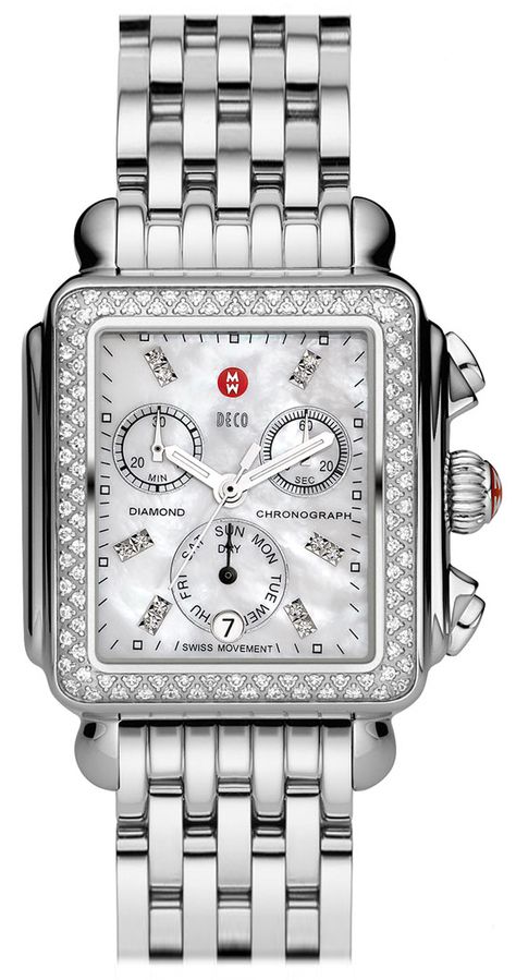 Michele Deco Watch, Michele Watches, Ladies Watches, Swarovski Stones, Diamond Watch, Stainless Steel Band, Brilliant Diamond, Watch Case, Chronograph Watch