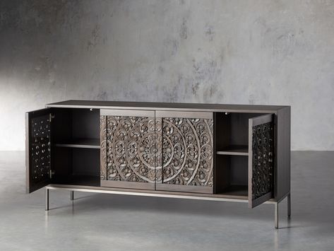 Mandara Media Console | Arhaus Nyc Apartment Decorating, Dining Sideboard, Patterned Furniture, Living Room Tv Cabinet, Mdf Cabinets, Arhaus Furniture, Four Days, Indian Traditional, To Be Loved