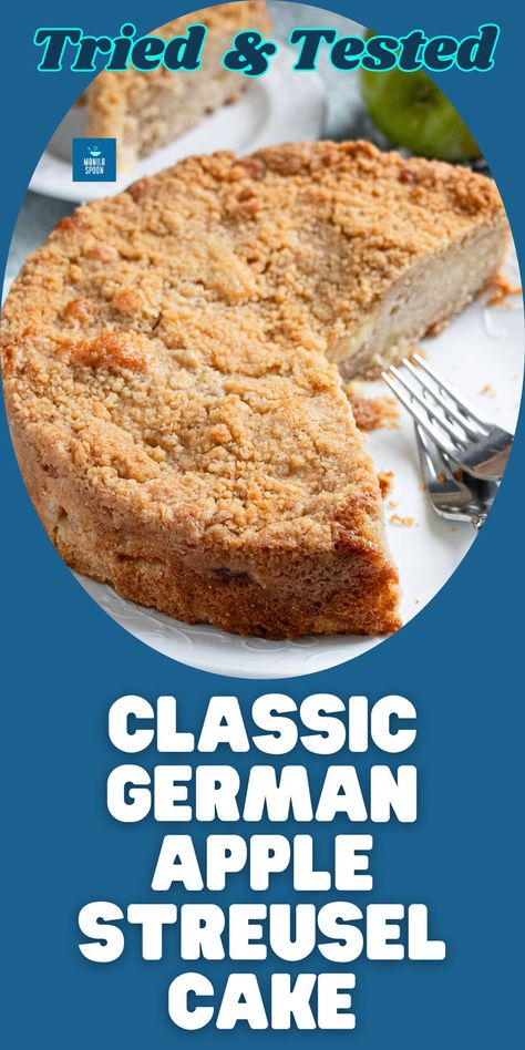 Classic German Apple Streusel Cake Apple Streusel Cake, German Plum Cake, Slow Cooker Apple Crisp, Cookies And Cream Fudge, German Apple Cake, Food Authentic, German Food Authentic, Streusel Cake, Apple Streusel