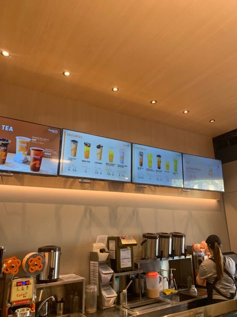 Boba Barista Aesthetic, Boba Tea Shop Interior Design Korean, Boba Store Interior, Boba Cafe Aesthetic Interior, Boba Store Aesthetic, Boba Cafe Aesthetic, Boba Shop Exterior, Boba Cafe Interior, Bubble Tea Shop Aesthetic