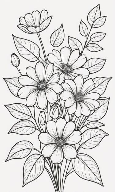 Flower Pattern Drawing, Flower Sketches, Outline Art, Flower Coloring Pages, Hand Embroidery Art, Drawing Images, Cute Easy Drawings, Coloring Book Art, Cute Coloring Pages