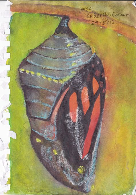 Cocoon Painting, Cocoon Drawing, Cocoon Art, Trevor Hall, Butterfly Cocoon, Butterfly Chrysalis, Ib Art, Inktober 2023, Hanged Man