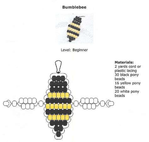 Pony Bead Bee Pattern, Beaded Bumble Bee Pattern, Bumble Bee Jewelry Diy, Bumble Bee Bead Pattern, Beaded Bee Pattern, Bead Lizard Pattern, Seed Bead Bee, Bee Jewelry Diy, Beaded Bumble Bee