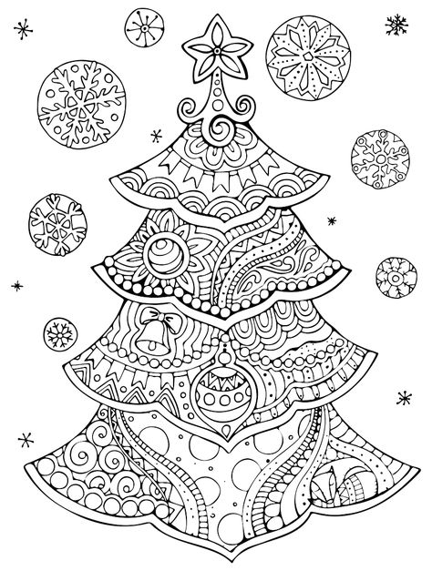 Christmas Colouring Pages, Free Christmas Coloring Pages, Christmas Mandala, Christmas Tree Coloring Page, Christmas Coloring Sheets, Printable Christmas Coloring Pages, Mehndi Style, Tree Coloring Page, Christmas Coloring Books