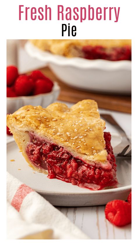 This homemade raspberry pie recipe is simple to make! The raspberry filling is made with three simple ingredients and an easy homemade pie crust. Top with a scoop of vanilla ice cream for a delicious raspberry pie everyone will love! Raspberry Pie Filling From Frozen Raspberries, Homemade Raspberry Pie, Raspberry Cream Pie Pioneer Woman, Easy Raspberry Pie, Raspberry Pie Recipe Easy, Raspberry Pie With Frozen Raspberries, Easy Raspberry Pie Recipe, Raspberry Pie Filling Recipes, Easy Homemade Pie Crust