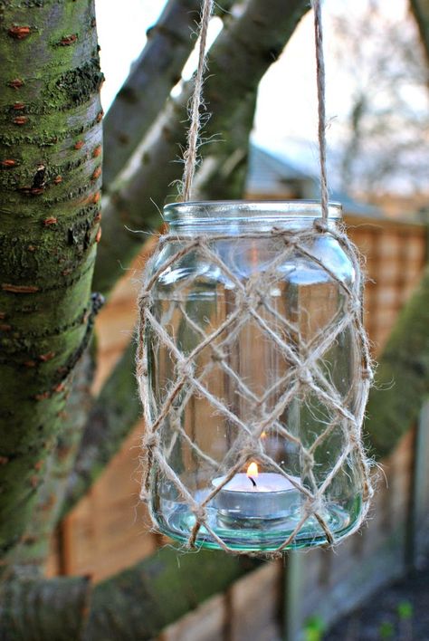 DIY Nautical Mason Jar - Pink Fortitude, LLC Twine Lanterns, Mason Jar Twine, Coconut Head, Owner Builder, Mason Jar Lanterns, Mason Jar Projects, Nautical Diy, Diy Lampe, Jar Lanterns