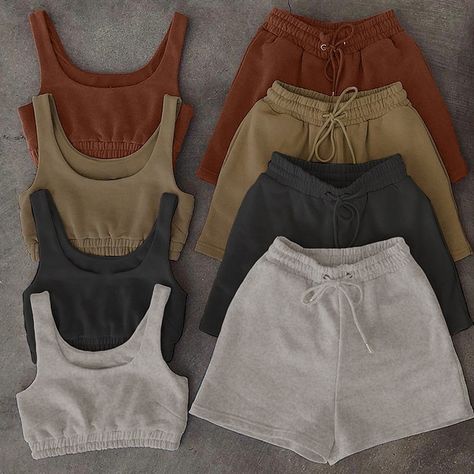 Jodimitty Women Casual Sportswear Two Piece Sets Drawstring Crop Top and Shorts Summer Matching Set Athleisure 2022 Summer Athleisure Outfits, Summer Matching Sets, Summer Athleisure, Athleisure Outfits Summer, Athleisure Summer, Khaki Tops, Casual Sportswear, Crop Top And Shorts, Athleisure Outfits