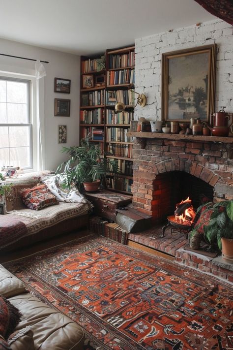 Cosy Lounge, Country Rose, Casa Country, Eclectic Living Room, Dream House Interior, Rose Cottage, Boho Living, Living Room With Fireplace, Living Room Makeover