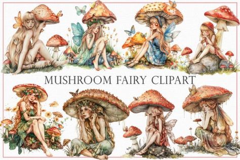 Print On Demand (POD) Graphics Digital Art Mushroom, Fantasy Png, Forest Images, Fairy Clipart, Mushroom Fairy, Whimsical Fairy, Fairy Art, Enchanted Forest, Digital Wallpaper