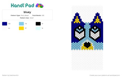 One Piece Chopper, Dog Mask, Fuse Bead Patterns, Pony Bead Patterns, Kandi Patterns, Blues Clues, Bead Pattern, Blue Dog, Fuse Beads