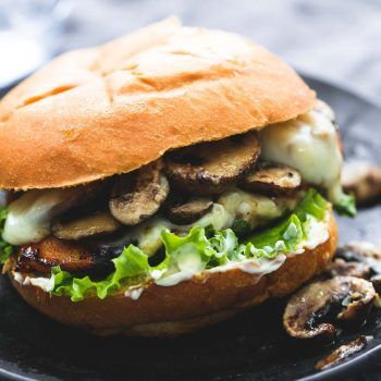 Brown Sugar Bourbon Chicken & Mushroom Melt | lecremedelacrumb.com Brown Sugar Bourbon Chicken, Mushroom Melt, Ranch Burgers, Simple Marinade, Bourbon Chicken, Chicken Mushroom, Bacon Avocado, Mushroom Chicken, Skirt Steak