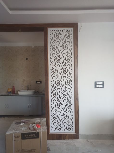 Hyderabad uppal 9063561165 Cnc Partion Design For Hall, Cnc Partion Design, Jali Wall, Wood Arches, Kitchen Wardrobe Design, Jali Design, Interior Ceiling Design, Tv Unit Interior Design, Wooden Front Door Design