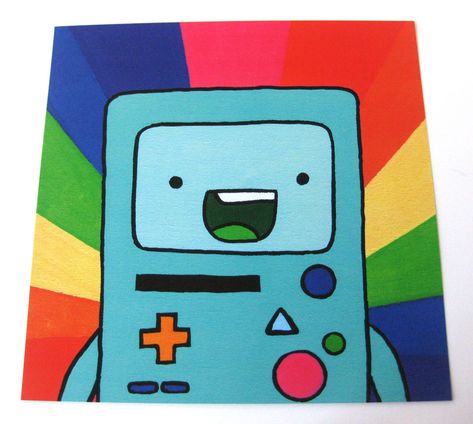 Bmo Adventure Time Aesthetic, Adventure Time Painting, Adventure Time Fan Art, Bmo Adventure Time, Mini Tela, Time Wallpaper, Time Aesthetic, Trippy Painting, Time Drawing