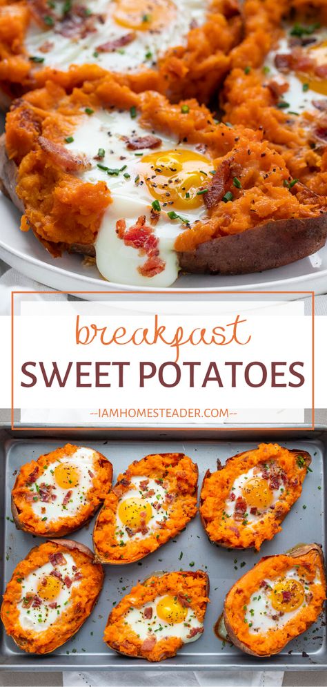 Breakfast Sweet Potato, Potato Breakfast, Sweet Potato Breakfast, Bacon Egg, Sweet Potato Recipes, Breakfast Brunch Recipes, Breakfast Foods, Breakfast Time, Diet Keto