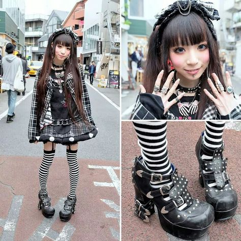 Gothic harajuku fashion which i like Harajuku Visual Kei, Visual Kei Outfit Ideas, Visual Kei Outfits, Dark Decora, Visual Kei Fashion, Gothic Harajuku Fashion, Harajuku Goth, Punk Style Outfits, 2000s Japanese Fashion