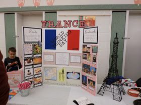 This is a really cute display for World Thinking Day. I love how they have the Country's name displayed above the board. Everyone gets s... France School Project, France World Thinking Day, Country Presentation Ideas, World Thinking Day France, Presentation Board Ideas, France Project, Girl Scout Gold Award, Geography Project, Presentation Ideas For School