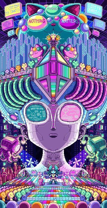 Image intégrée Paul Robertson, Pixel Art Gif, 8bit Art, Psy Art, Trippy Wallpaper, Arte Cyberpunk, Japon Illustration, Glitch Art, Cyberpunk Art