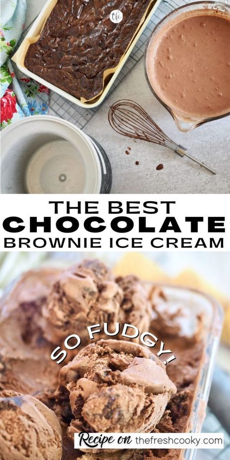 Ice Cream Machine Recipes, Best Chocolate Fudge, Chocolate Brownie Ice Cream, Homemade Ice Cream Recipes Machine, Kitchen Aid Ice Cream, Brownie Fudge, Homemade Chocolate Ice Cream, Ice Cream Recipes Machine, Easy Chocolate Fudge