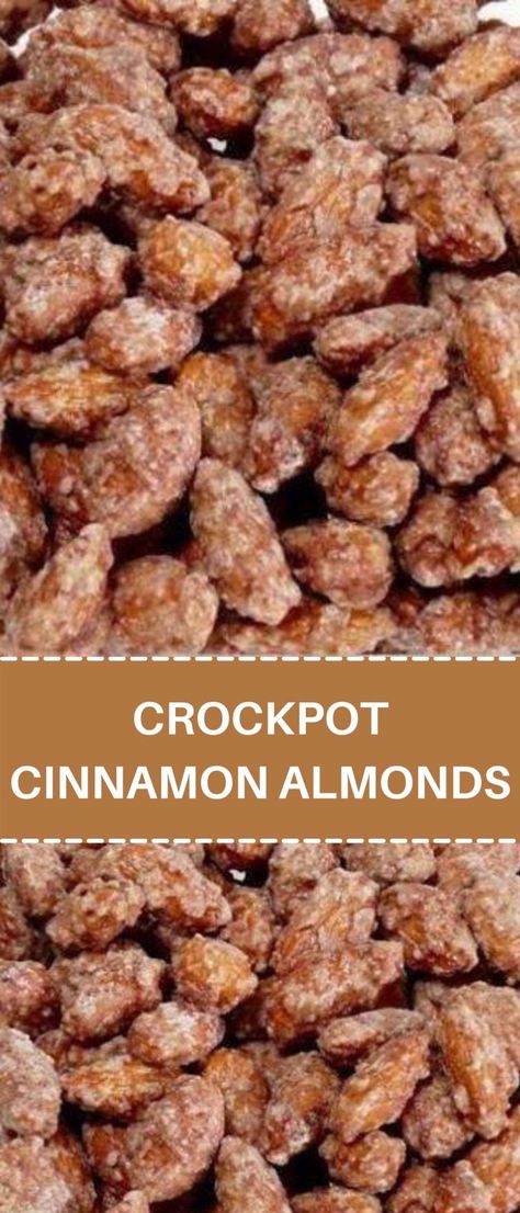 Cinnamon Sugar Almonds Crockpot, Cinnamon Nuts Recipe, Roasted Pecans Recipe, Cinnamon Sugar Almonds, Pecan Recipes Easy, Crockpot Candy Recipes, Crockpot Candy, Candied Almonds, Cinnamon Almonds