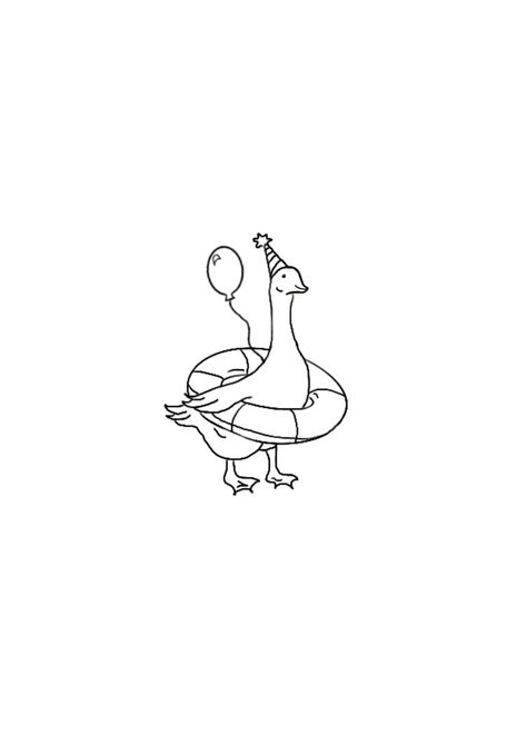 Silly Goose Drawing, Silly Goose Tattoo, Goose Sketch, Embroidery Doodles, Goose Tattoo, Cartoon Tattoo Ideas, Chicken Tattoo, Animated Shows, Palm Mehndi Design