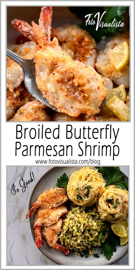 Garlic Parmesan Crusted Shrimp, Butterflied Shrimp Recipes, Broiled Shrimp Recipe, Butterfly Shrimp Meals, Butterfly Shrimp Recipes, How To Butterfly Shrimp, Butterflied Shrimp, Party Shrimp, Shrimp Ideas