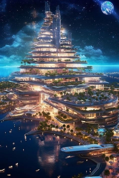 Beautiful architecture - Engineering Technology | Facebook Futuristic City Utopia, Castle House Design, Future Buildings, Futuristic Home, Dream Life House, Modern House Exterior Design, House Exterior Design, Fantasy City, Fantasy Castle