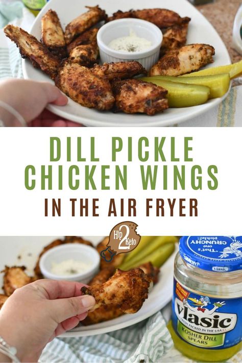 Chicken Wings Air Fryer Recipe, Dill Pickle Chicken Wings, Wings Air Fryer Recipe, Pickle Brined Chicken, Brined Chicken Wings, Chicken Wings Air Fryer, Dill Pickle Chicken, Wings Air Fryer, Pickle Chicken