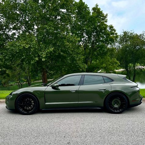 Let’s start Wheel Wednesday with this stunning Nato Olive Green Porsche Taycan Sport Turismo ready for battle. @anrkywheels AN20 AERO+ With matching #natoolive centers. #porsche #porschetaycan #taycan #porschetaycansportturismo #taycancrossturismo #taycanturbo #wheelwednesday Olive Green Porsche, Taycan Sport Turismo, Green Porsche, Porsche Taycan, Future Cars, Yamaha R1, Jaguar F Type, Mclaren P1, Turbo S